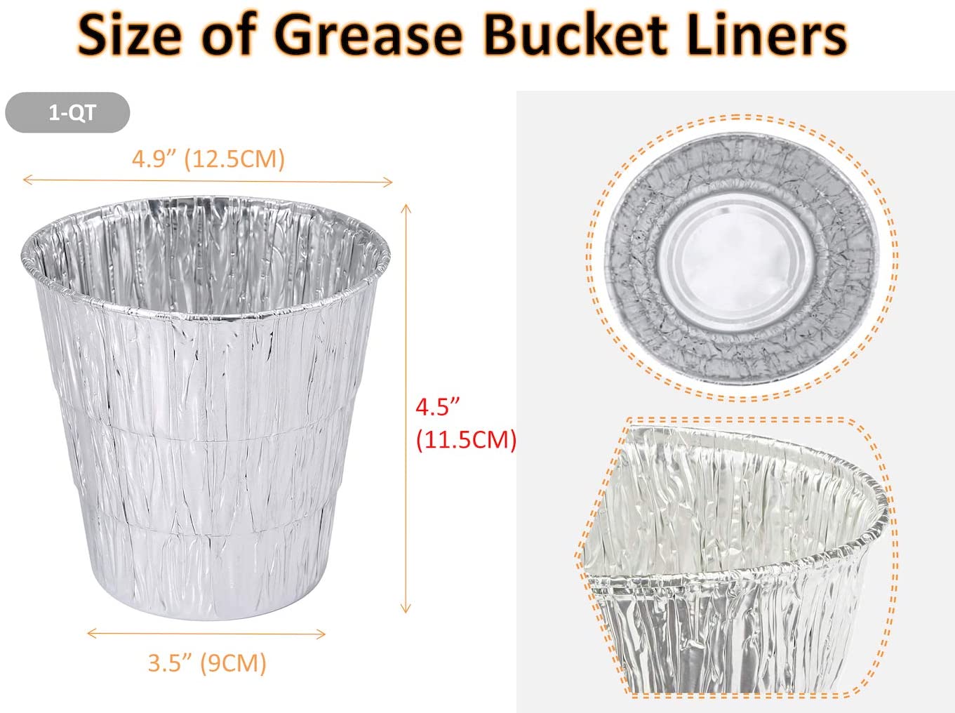 Tin Dirp Bucket with 12 Pack Aluminum Grease Liners Replacment Part HDW152/BAC407 for Z Grills/Rec Tec/Traeger Wood Pellet Grill