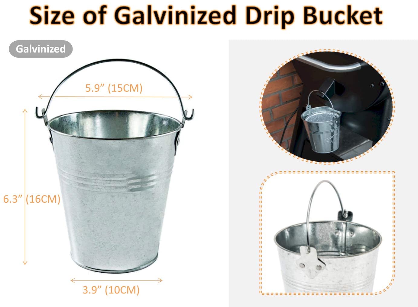 Tin Dirp Bucket with 12 Pack Aluminum Grease Liners Replacment Part HDW152/BAC407 for Z Grills/Rec Tec/Traeger Wood Pellet Grill