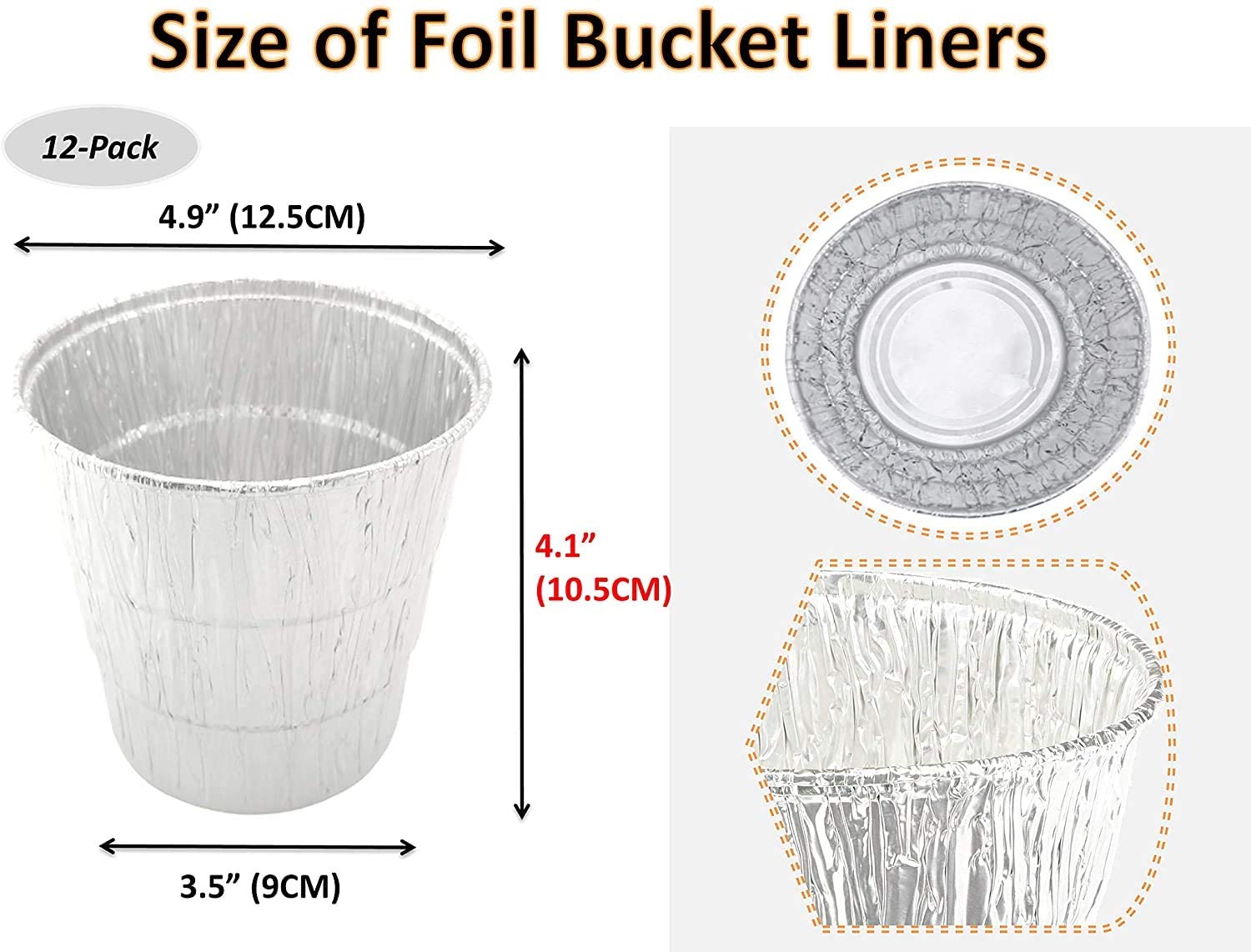 12-Pack Grease Bucket Liners Replacement for Traeger Wood Pellet BBQ Grill, GMG Davy Crockett Smoker Accessories