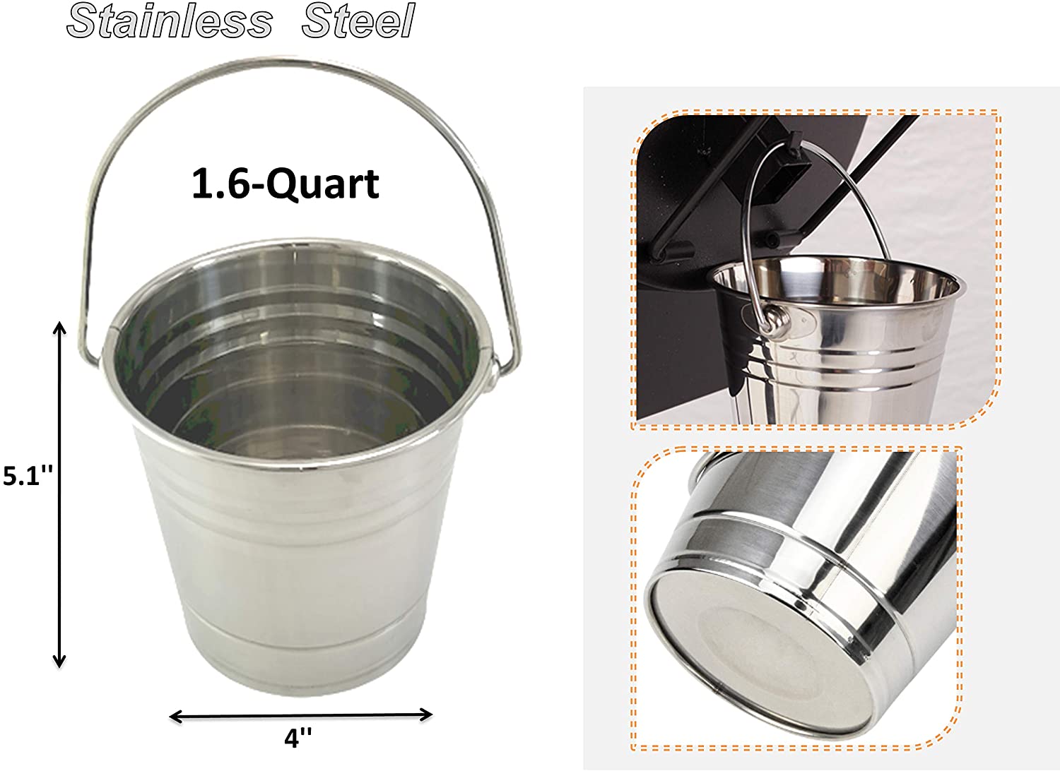 Replacement Disposable Grease Bucket Liner,Stainless Steel Drip Bucket,Meat Probes Fit for Camp Chef Wood Pellet Grill & Smoker