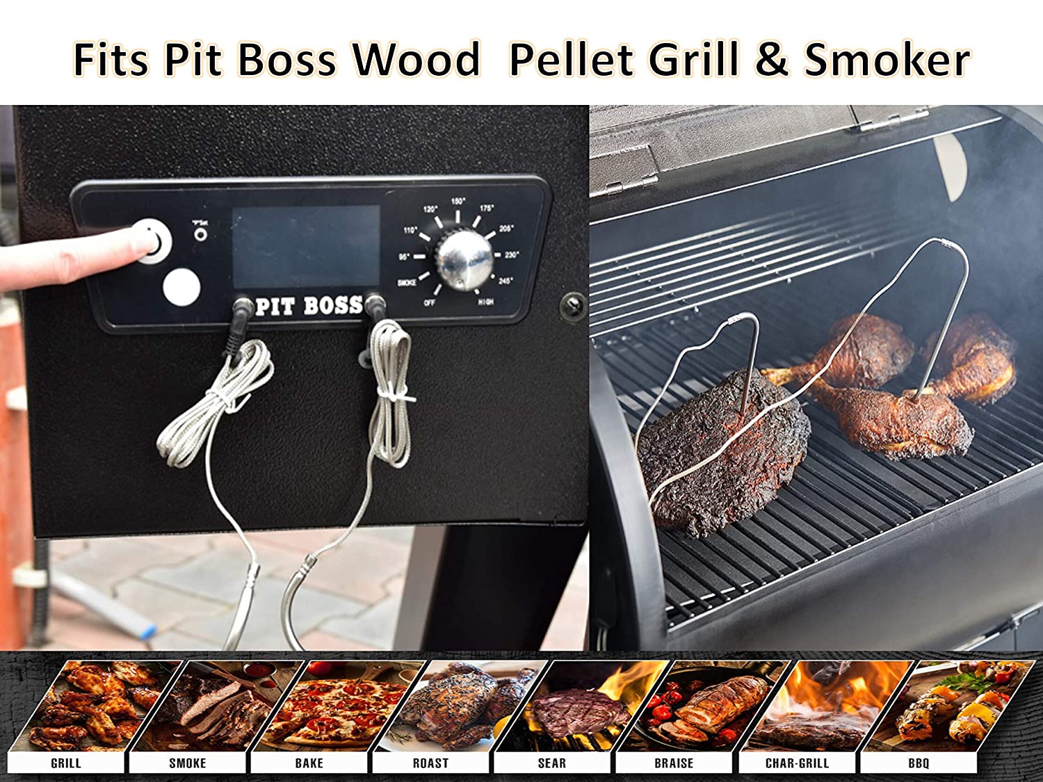 4 Pack High-Temperature BBQ Meat Probe/Thermometer Sensor Replacement for Pit Boss & Louisiana