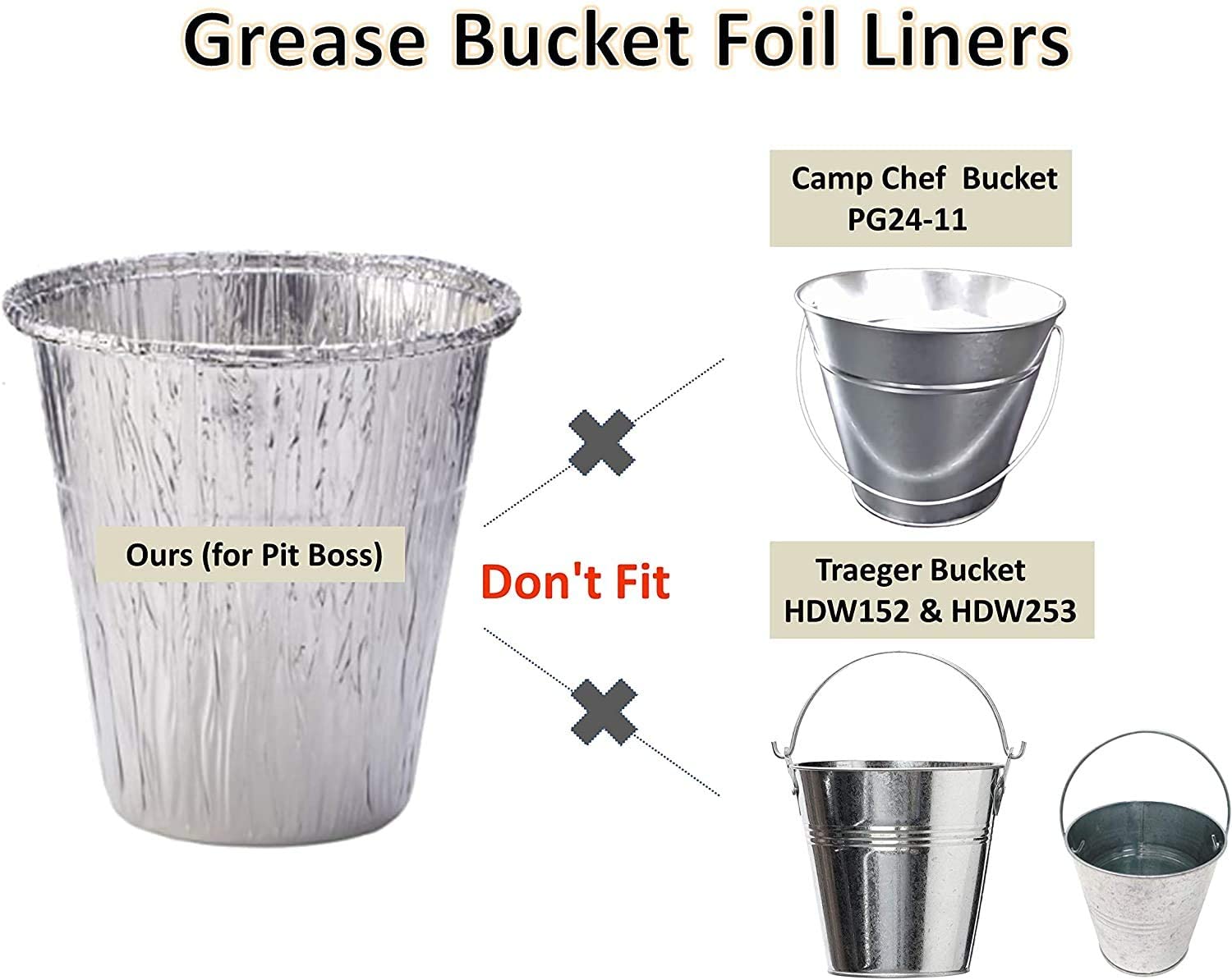 6 inch High Grease Bucket Liners Replacement for Pit Boss Grills 67292 Foil,Disposable Aluminum Drip Insert 