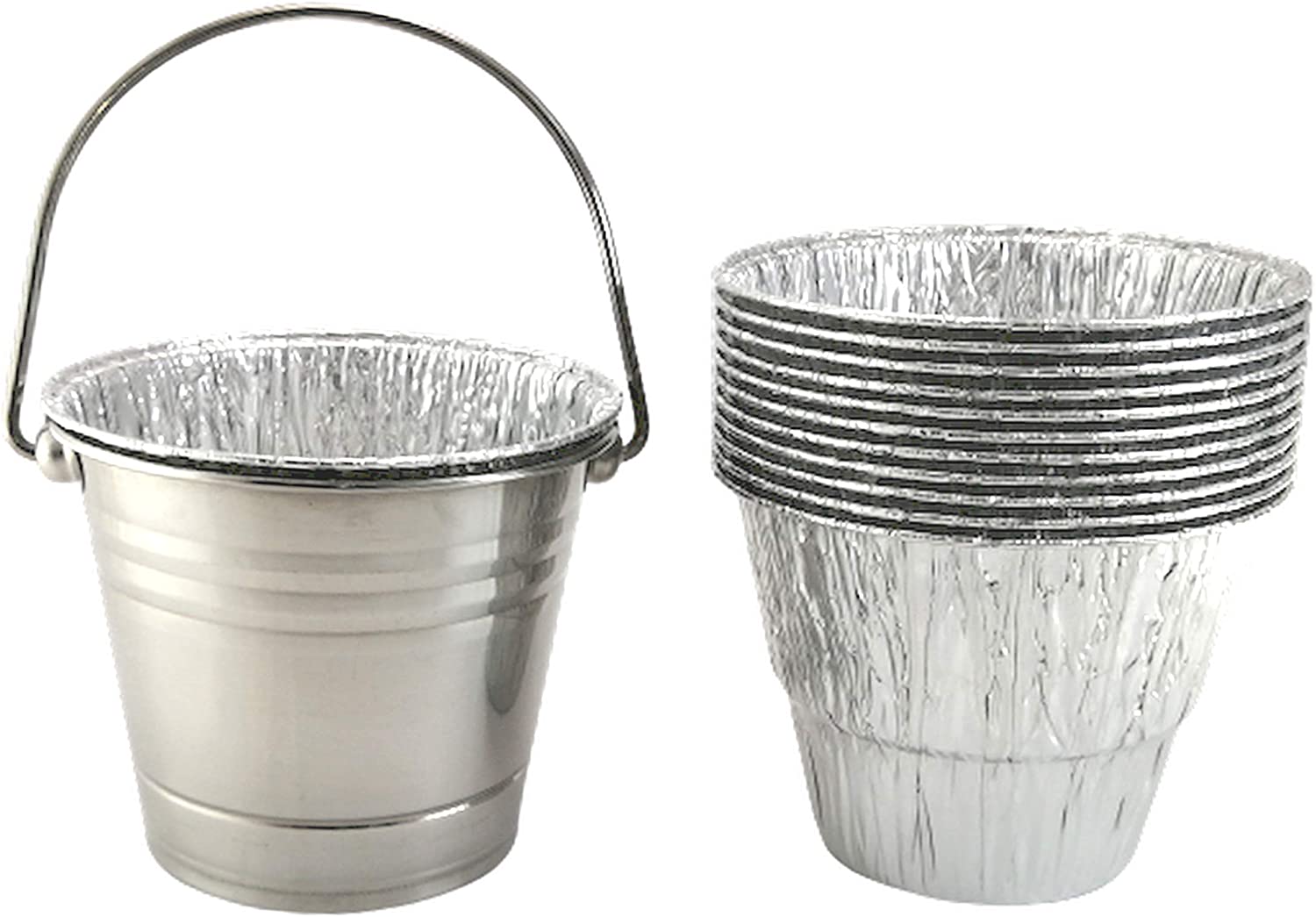 BIG PART Stainless Steel Grease Bucket with 12-Pack Drip Bucket Insert Replacement for Green Mountain Grills