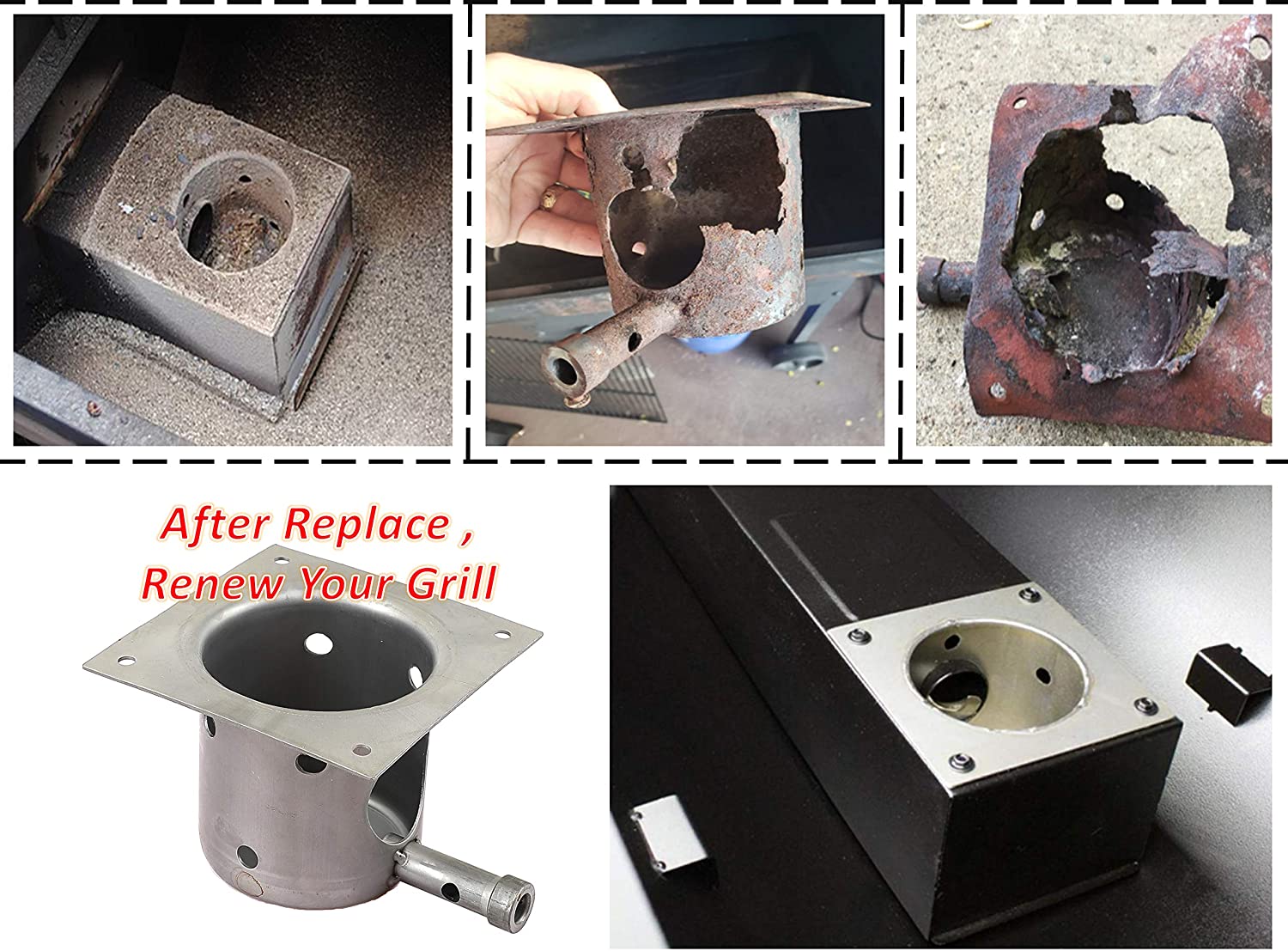 Fire Burn Pot and Hot Rod Ignitor Combo Kit Replacement Parts for Pit Boss and Traeger Pellet Grill with Screws and Fuse
