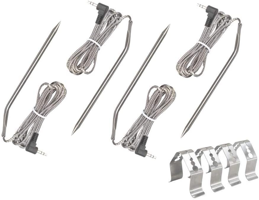 4-Pack High-Temperature BBQ Meat Probe with Clips Replacement for Camp Chef Wood Pellet Grills and Smokers