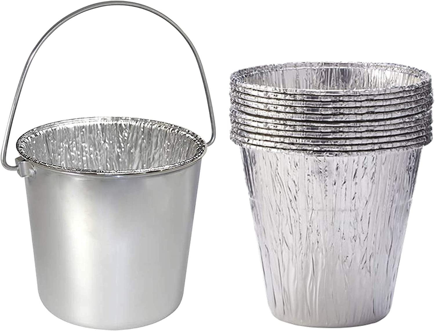 711Yncd9lEL._AC_SL1500_ Replacement for Pit Boss Wood Pellet Grill Stainless Steel Grease Bucket Plus 12-Pack Foil Liners,2-Quart