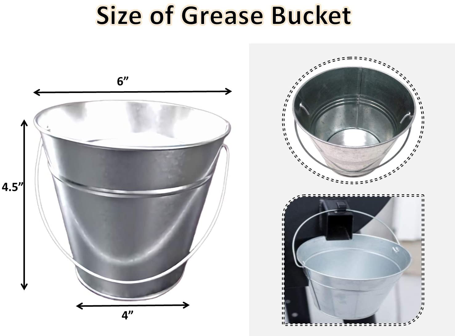 BIG PART Smoker Grease Drip Bucket with 12-Pack Disposable Grease Liners Fit for Camp Chef Wood Pellet Grill