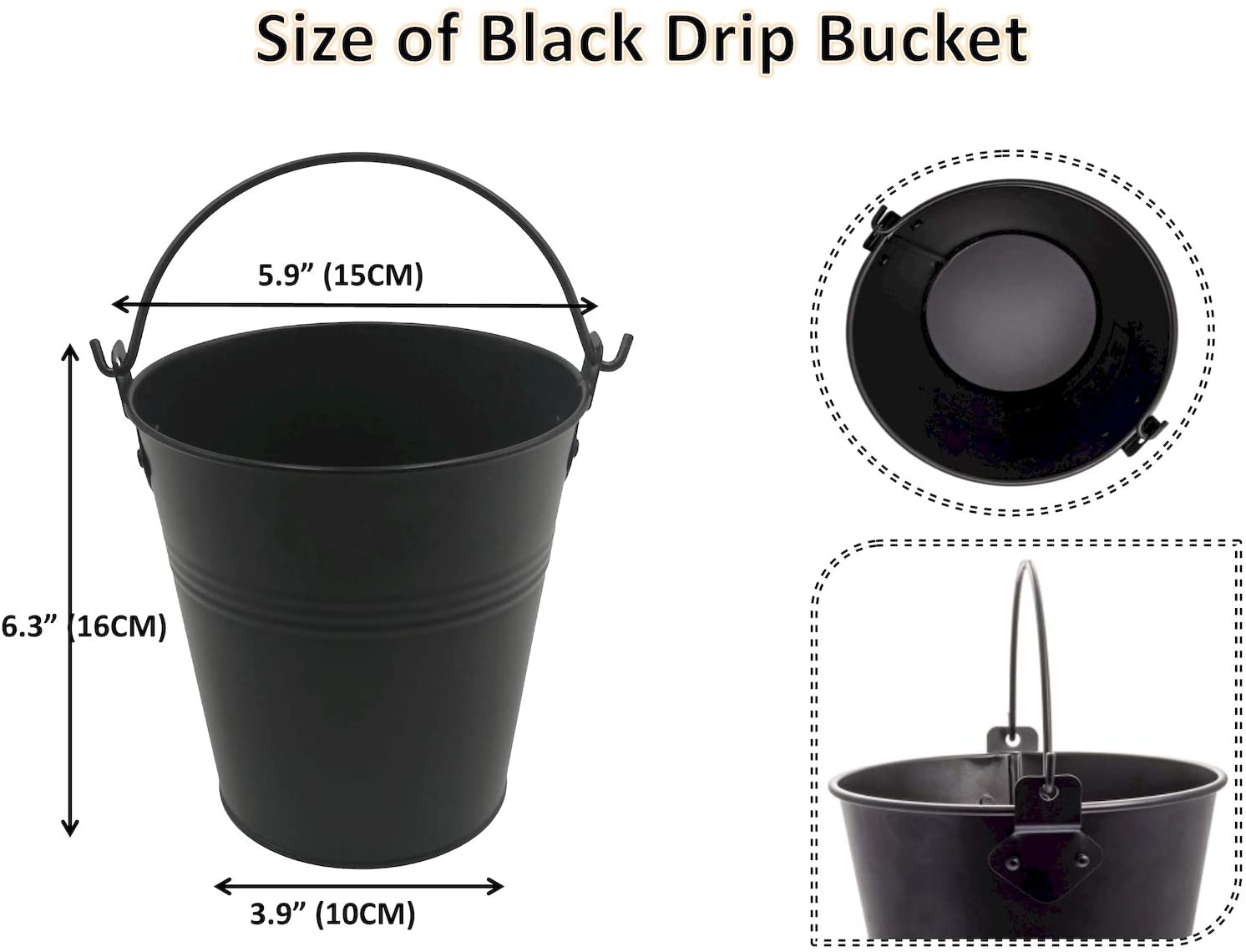 Smoker Drip Bucket Replacement for Traeger Pellet Grill, Grease Catcher Bucket Fits Most Offset Smokers,Black