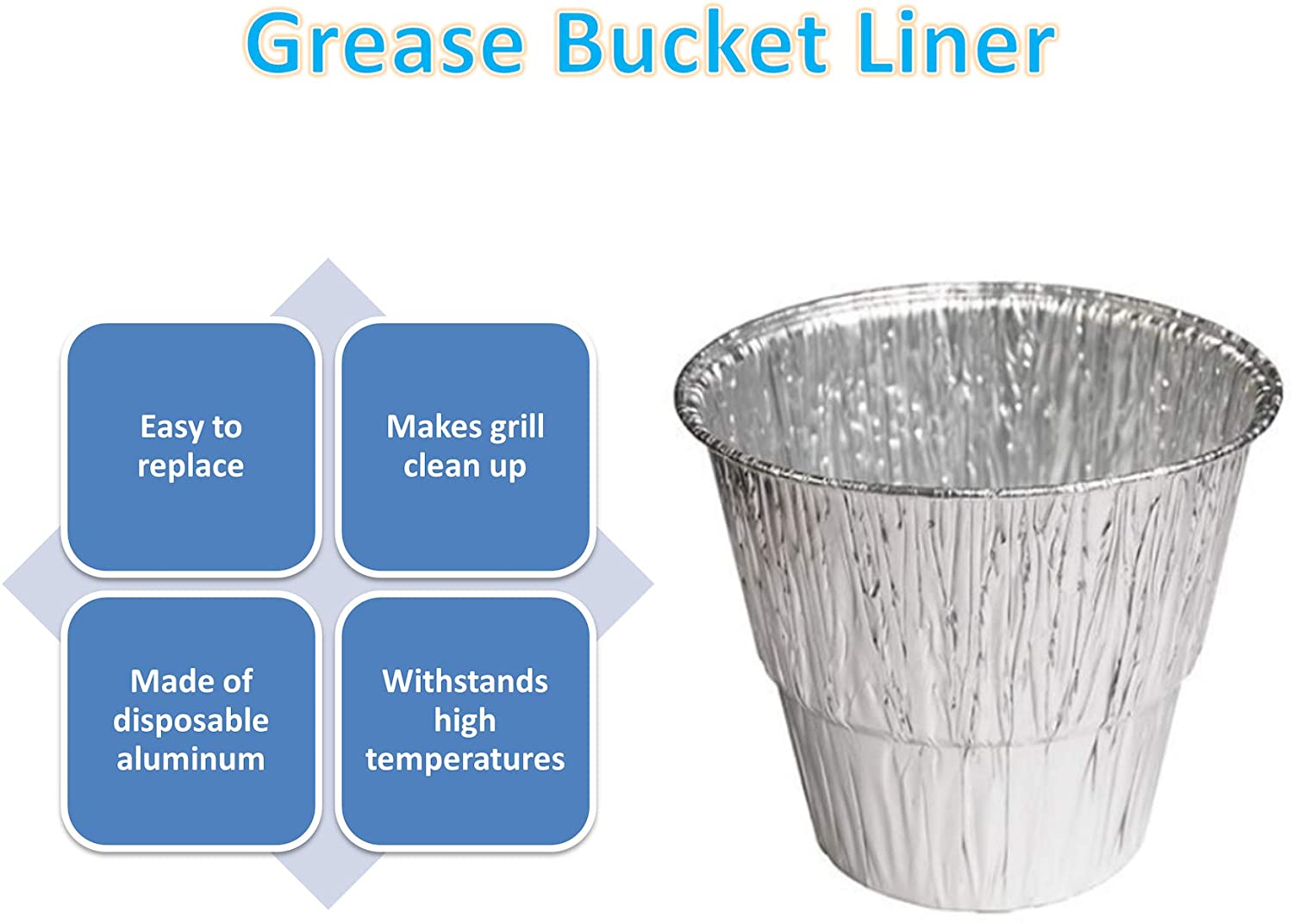 Disposable Grease Bucket Liner Fit for Camp Chef Wood Pellet BBQ Grill,16-Pack,Sliver