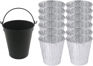 81FHbHcqtFL._AC_SL1500_ Replacement for Oklahoma Joe's 9518545P06 Smoker Grease Drip Bucket,Black Metal Pail with 12 Pack Aluminum Grill Bucket Liner/Drip Insert
