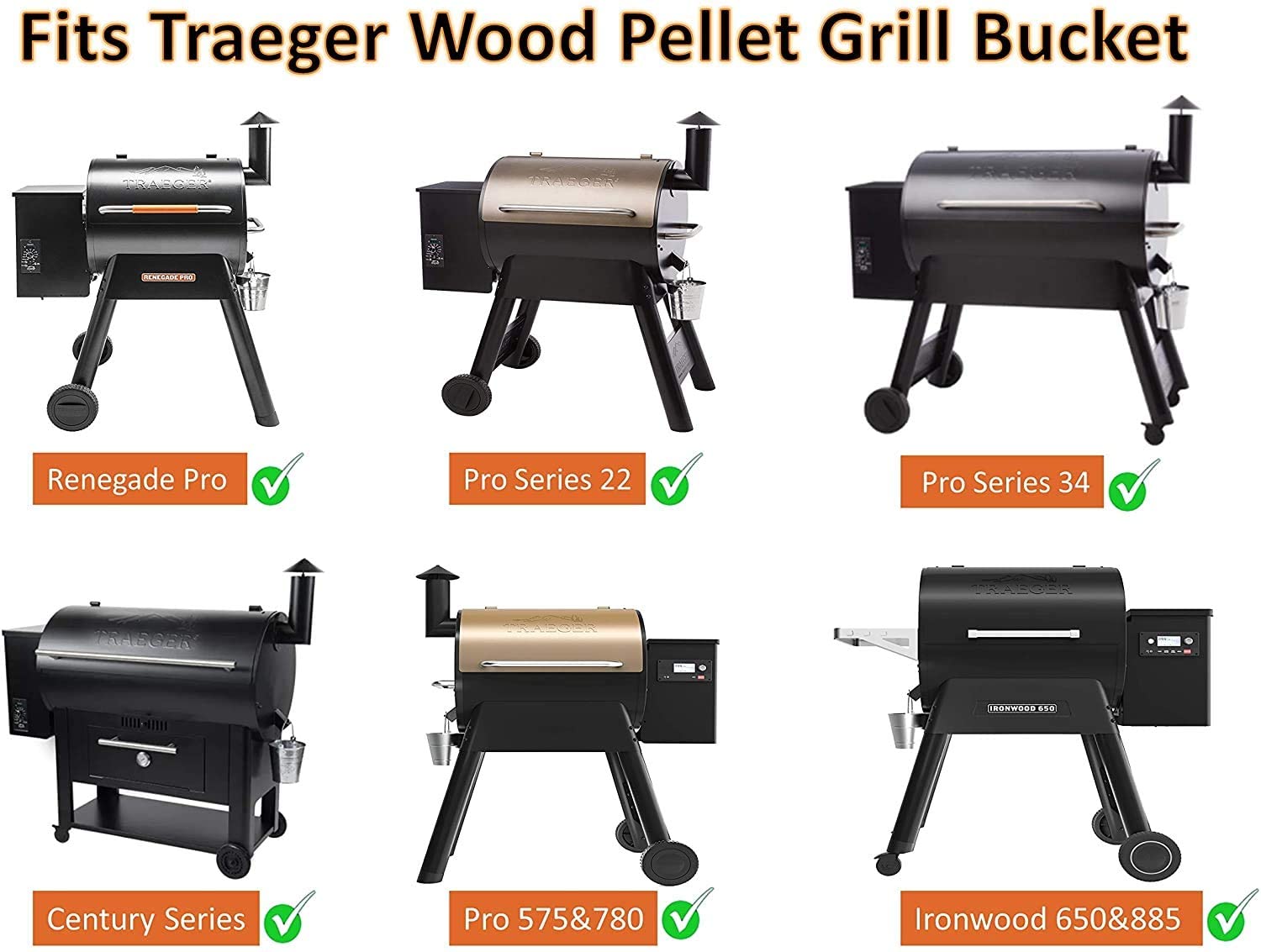 12-Pack Grease Bucket Liners Replacement for Traeger Wood Pellet BBQ Grill, GMG Davy Crockett Smoker Accessories