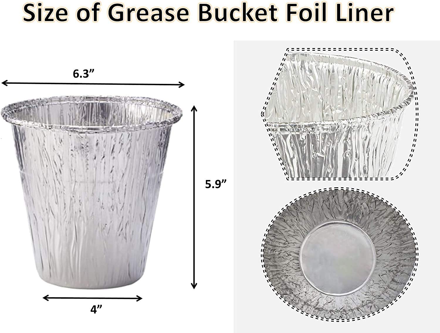 71aTbY9BULL._AC_SL1500_ 6 inch High Grease Bucket Liners Replacement for Pit Boss Grills 67292 Foil,Disposable Aluminum Drip Insert