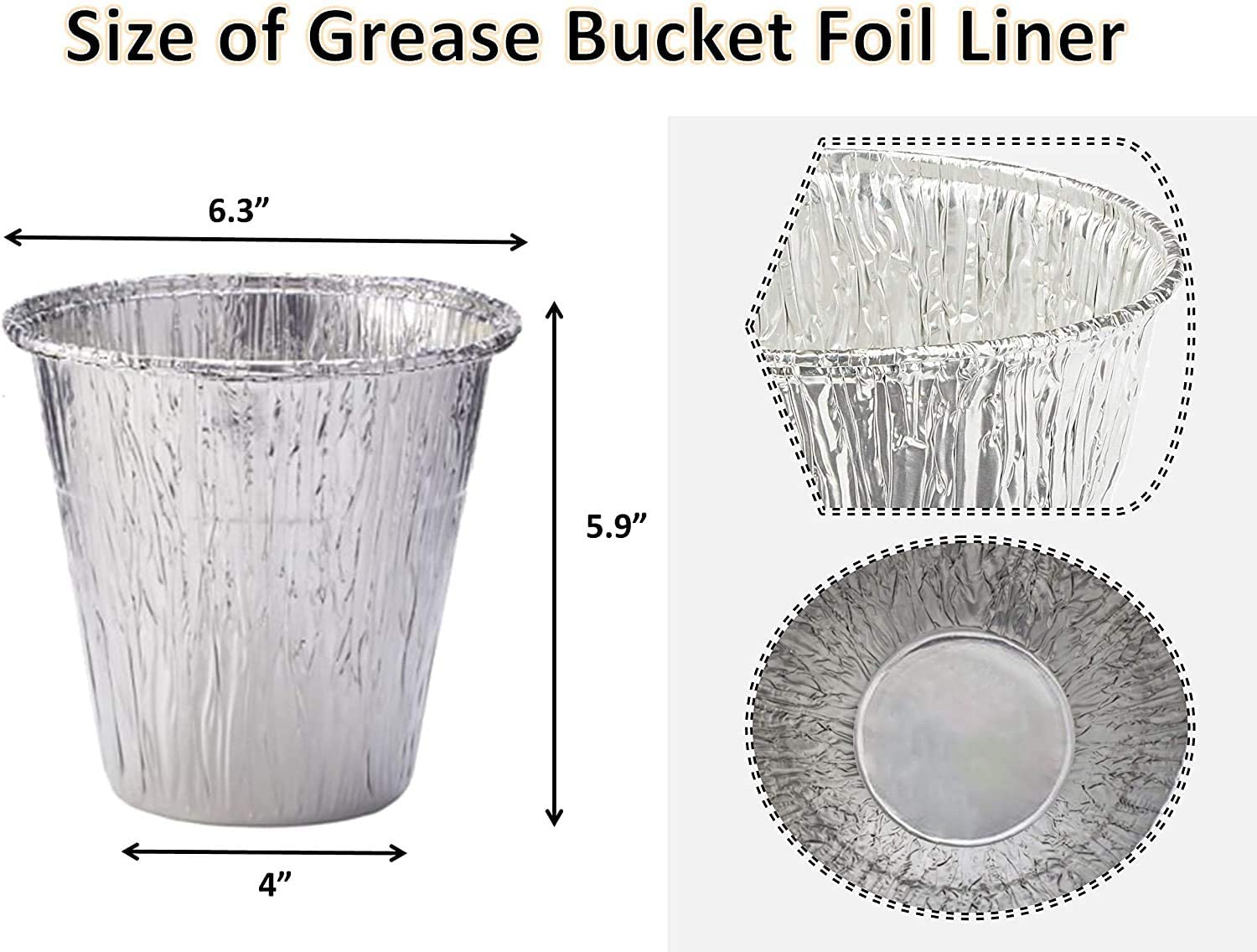 6 inch High Grease Bucket Liners Replacement for Pit Boss Grills 67292 Foil,Disposable Aluminum Drip Insert 