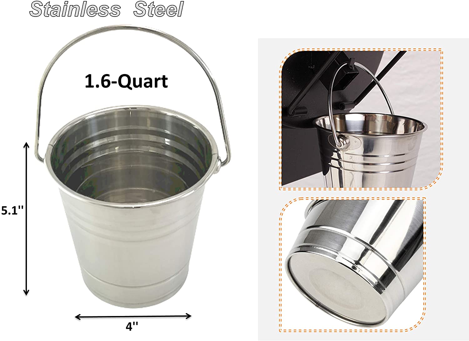 BIG PART Stainless Steel Grease Bucket with 12-Pack Drip Bucket Insert Replacement for Green Mountain Grills