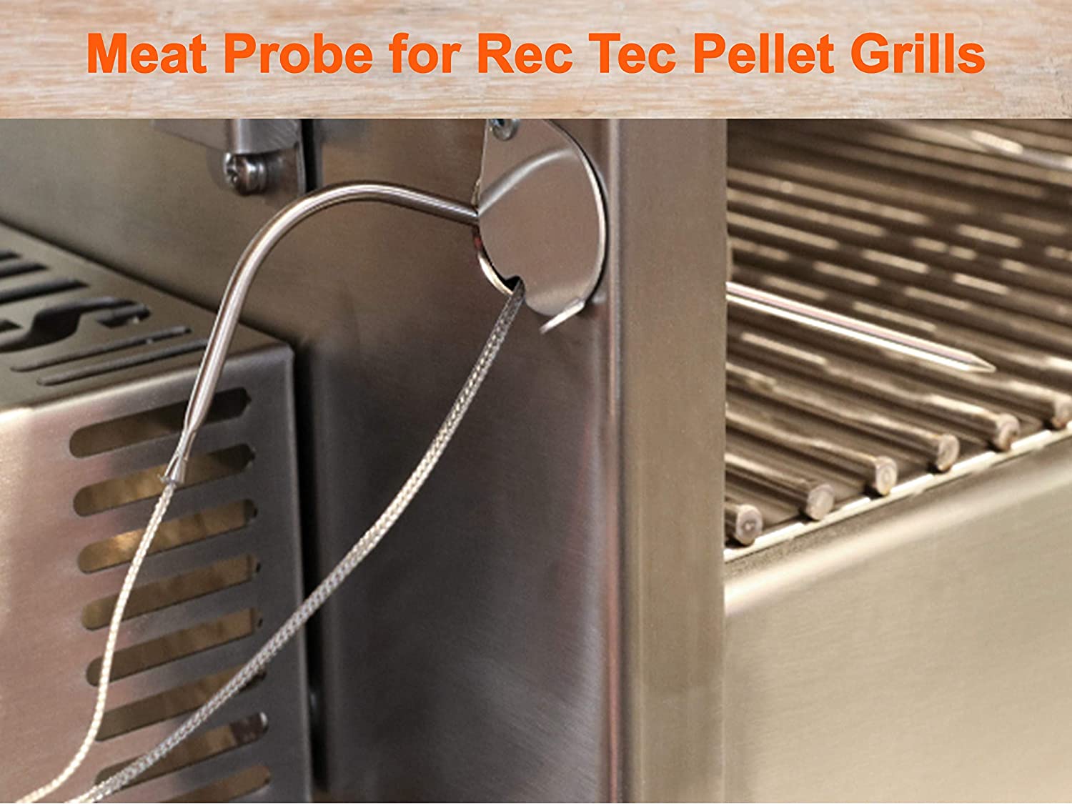 BBQ Grill Temperature Meat Probe with Clips Replacement for Rec Tec Wood Pellet Grill and Smoker (1 x Meat Probe) 