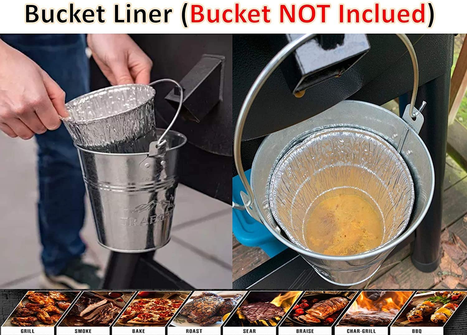 Grill Grease Bucket Liners Replacement Parts for Traeger Wood Pellet Grill & Smoker (32liners)