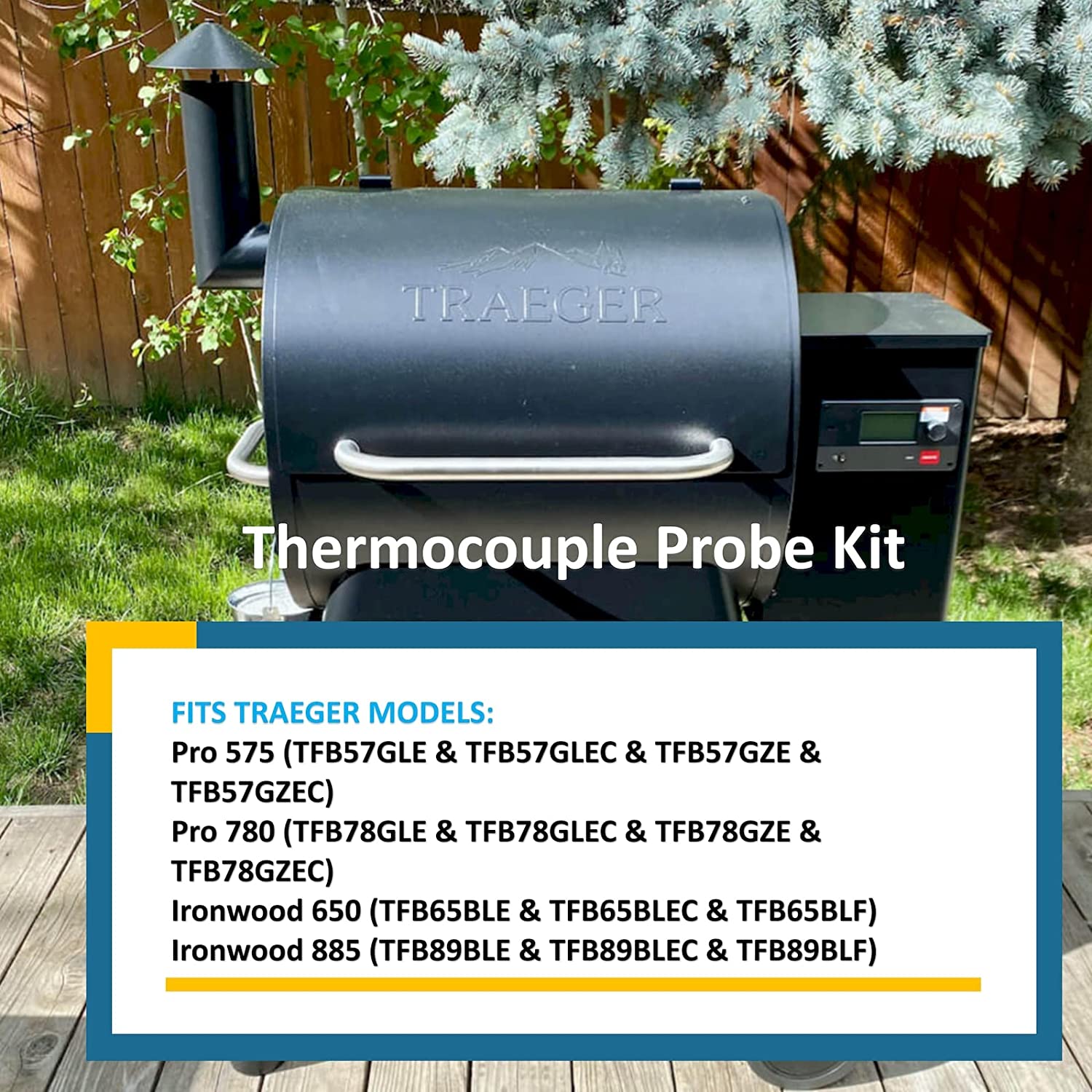 BIG PART Thermocouple Probe Kit Replacement Parts KIT0422 for Traeger D2 Pro & Ironwood Wood Pellet Grills
