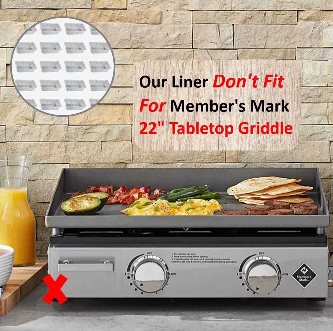 20-Pack Grease Tray Liners/Drip Pans Replacement for Member's Mark 4-Burner Outdoor Flat Top Gas Griddle and Pro-Series 5-Burner 