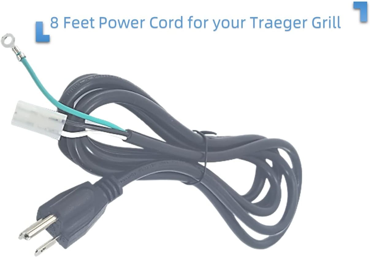 Pellet Smoker Grill Power Cord Replacement Parts KIT0089 for Traeger and Pit Boss Wood Pellet Grills,8 Feet,Black
